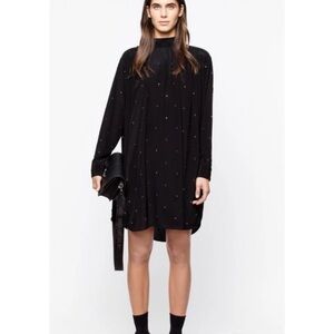Zadig & Voltaire black silk rhinestone stud dress - size Large (L)
